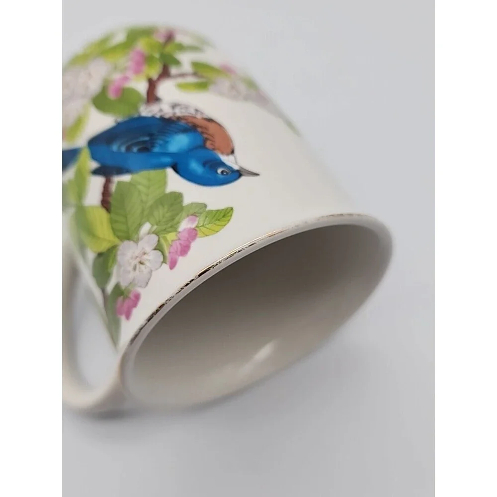 Vintage Otagiri Japan Bluebird on a Branch Floral Coffee Mug Gibson Greetings